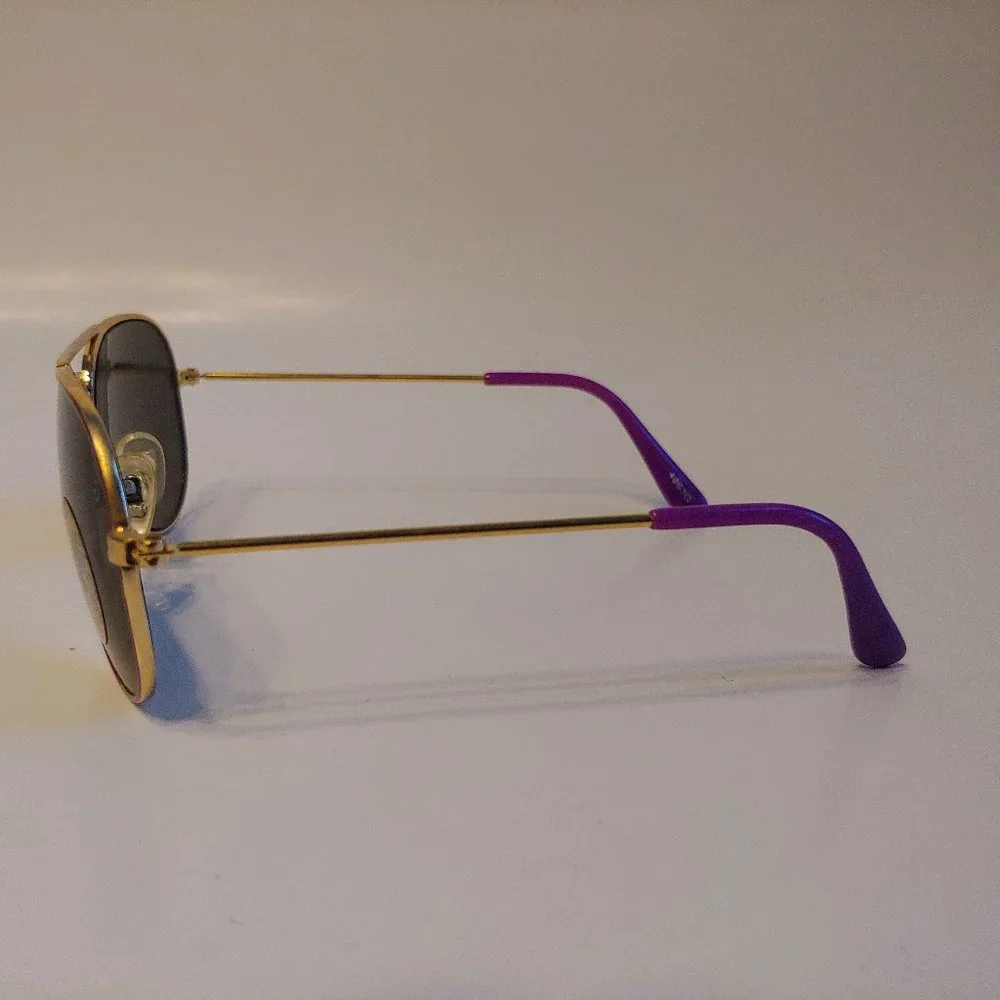 (NWT) Vintage 90's Kids Aviator Metal Sports Sunglasses (Gold/Purple)
